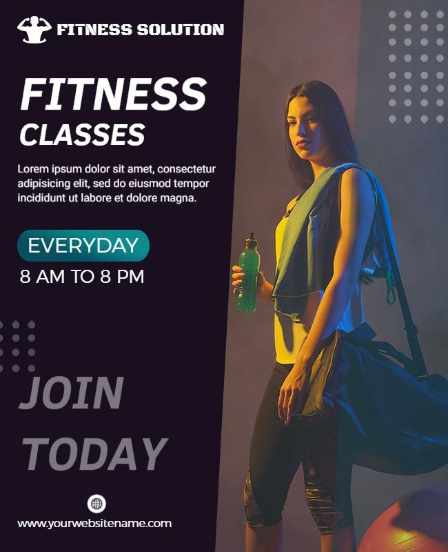 Daily Fitness Classes Promotional Flyer Template