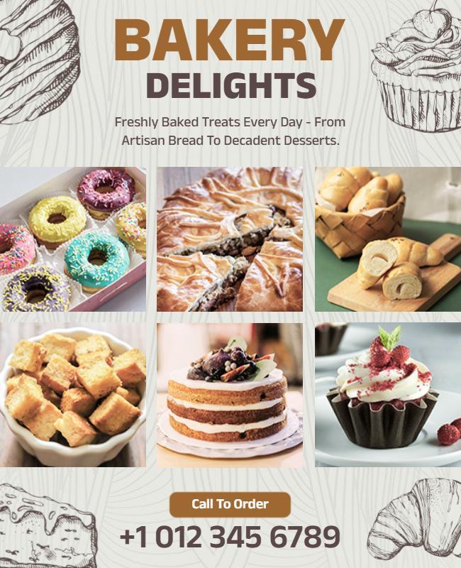 Daily Fresh Bakery Delights Collage Flyer Template