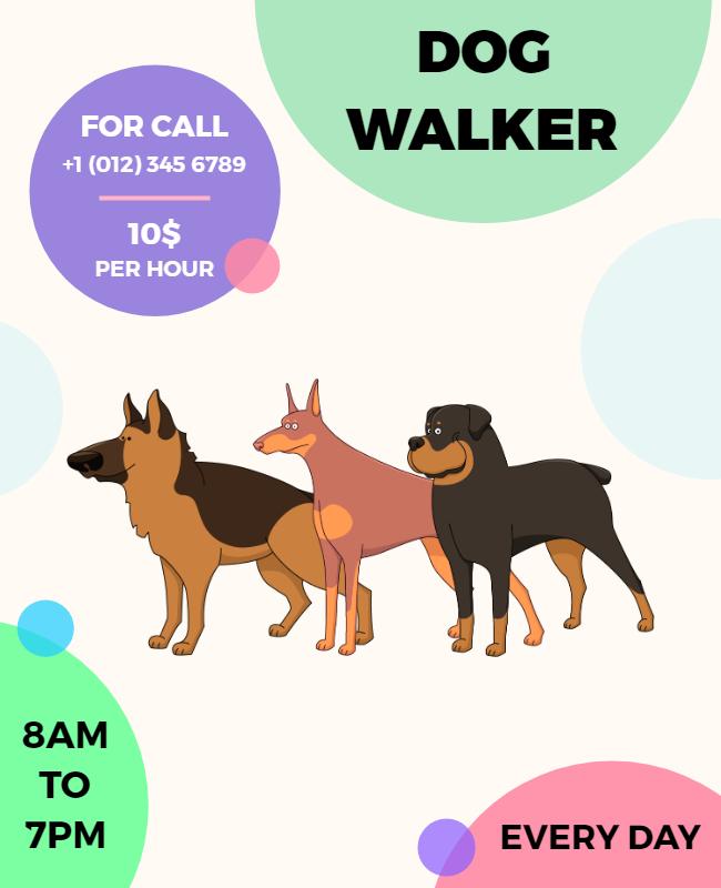 Daily Professional Dog Walking Service Flyer Template