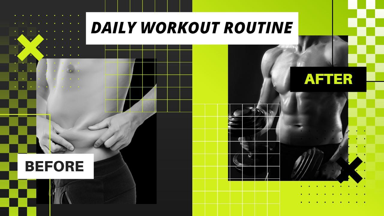 Daily Workout Transformation Fitness YouTube Thumbnail Template