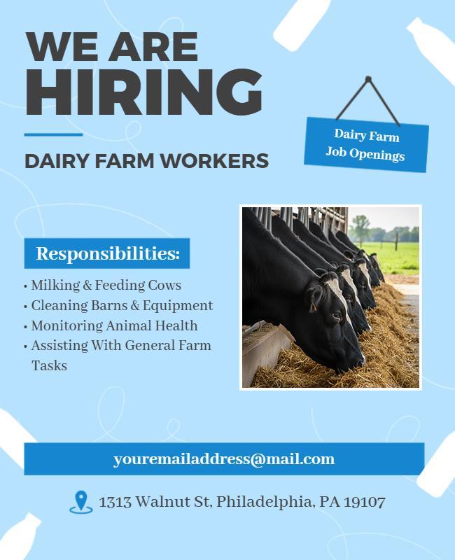 Dairy Farm Workers Hiring Announcement Flyer Template