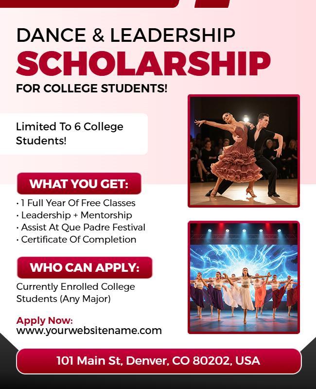 Dance and Leadership Scholarship Opportunity Flyer Template