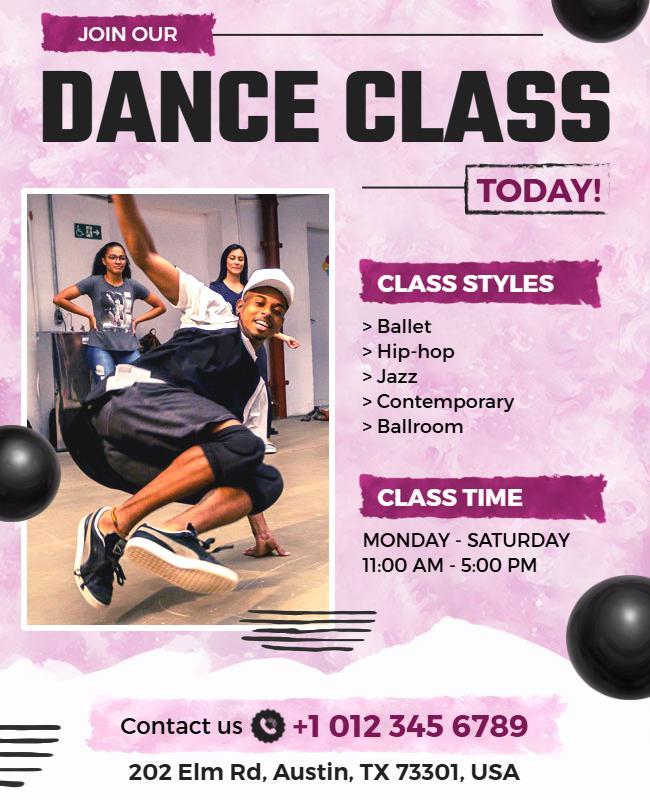 Dance Class Promotional Flyer Template