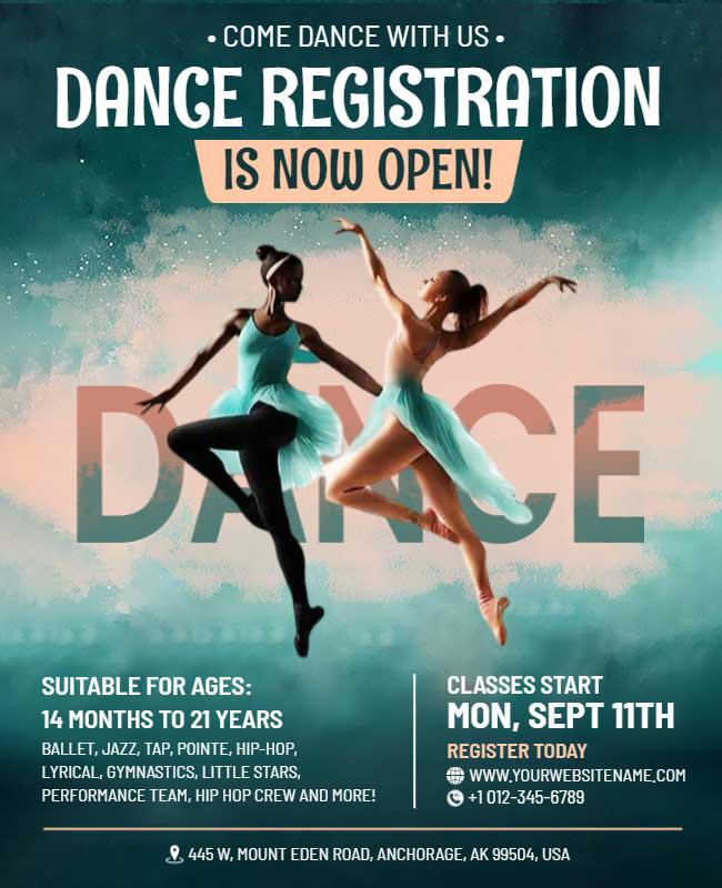 Dance Registration Open Day Flyer Template