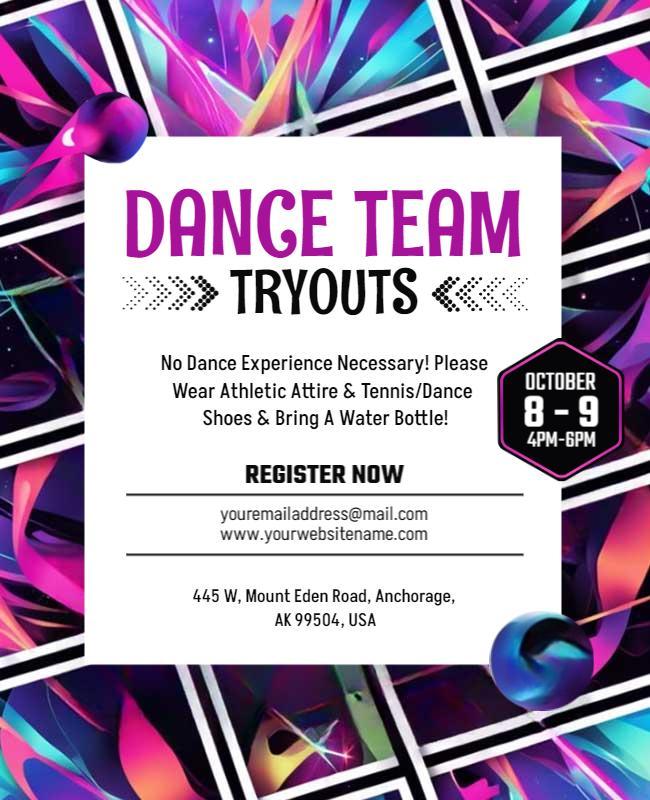 Dance Team Tryouts Registration Flyer Template