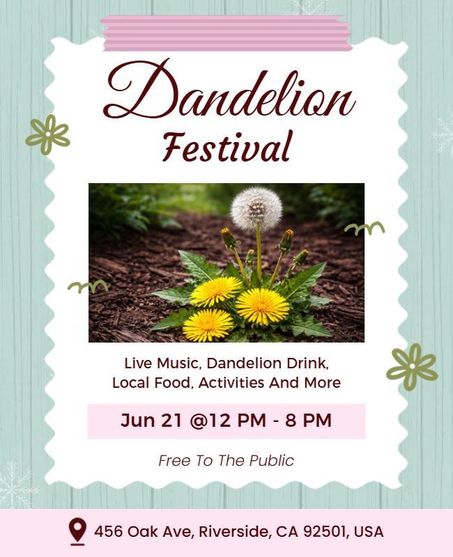 Dandelion Festival Event Celebration Flyer Template