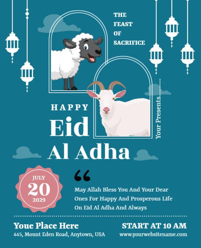 Dark Aquamarine Eid Ul Adha Poster Template