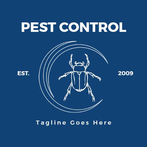 Dark Blue Background Featuring Pest Control Effectively Logo Template
