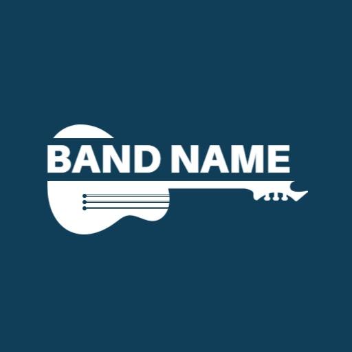 Dark Blue Background with Guitar Elements in Band Logo Template