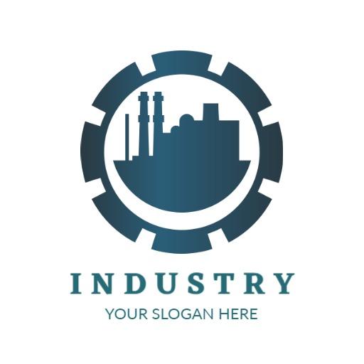Dark Blue Industrial Design Featuring Factory Elements Logo Template