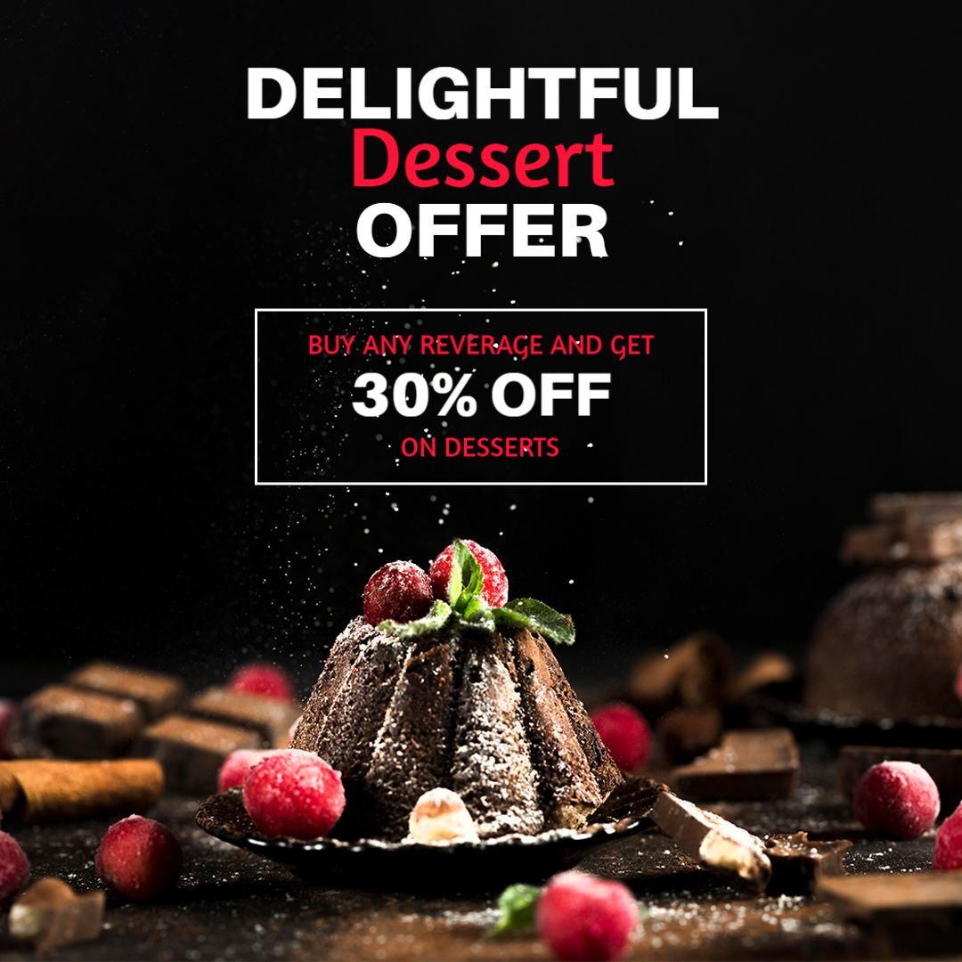 Dark Chocolate Dessert with 30% Off Promotion Ad Template