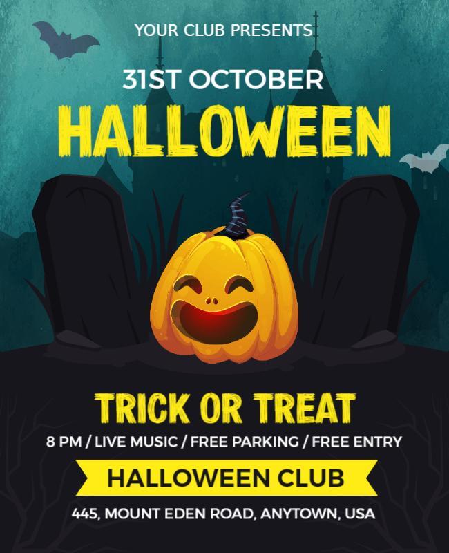 Dark Green Blue Halloween Theme Poster Template