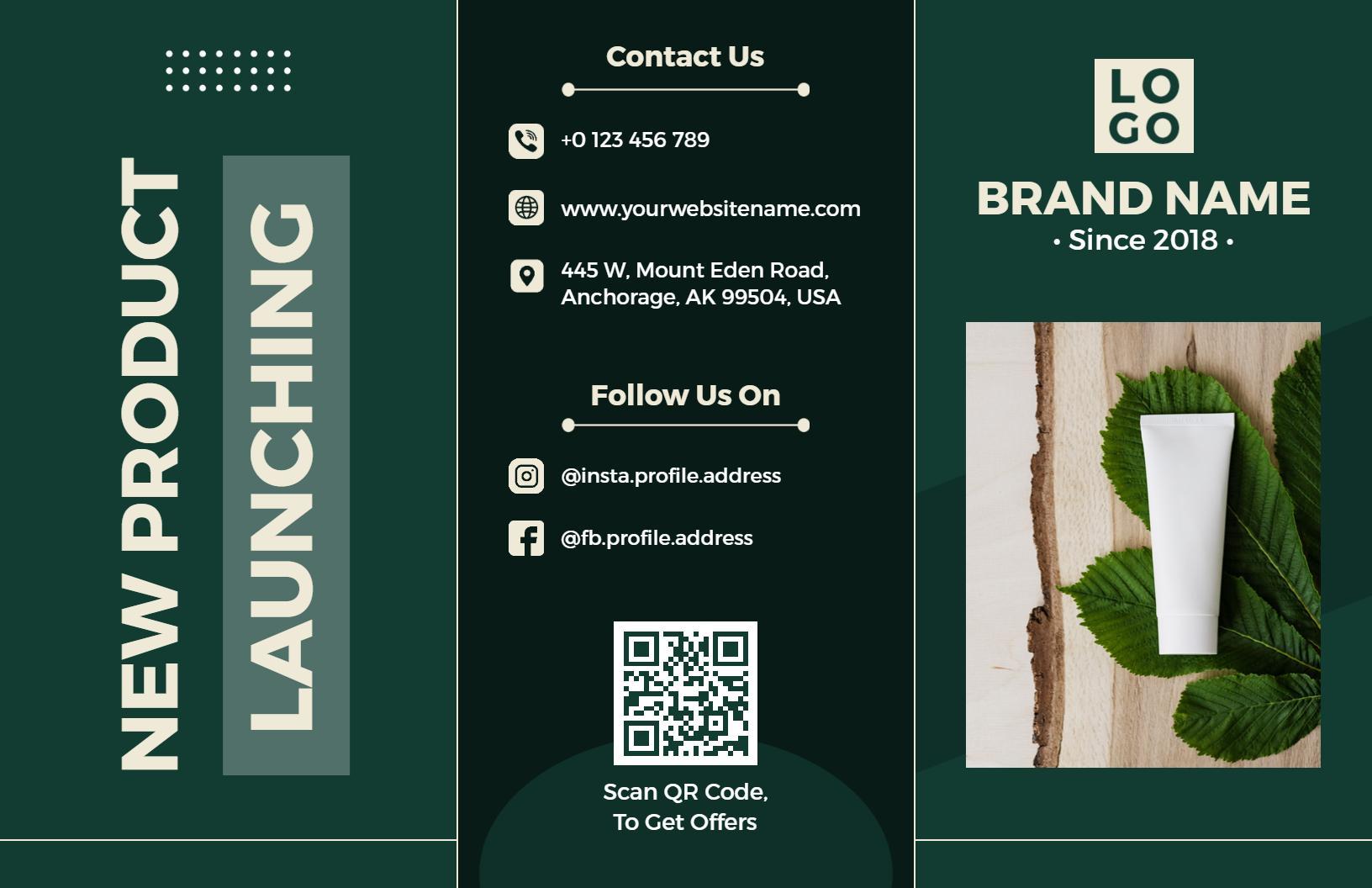 Dark Green Body Lotion Launch and Benefits Tri Fold Brochure Template