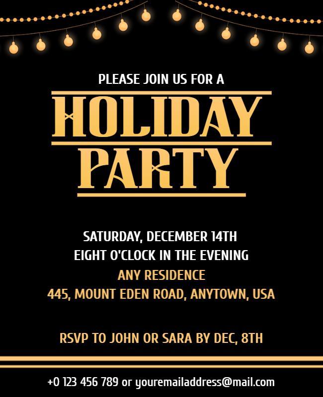 Dark Holiday Party Flyer Template