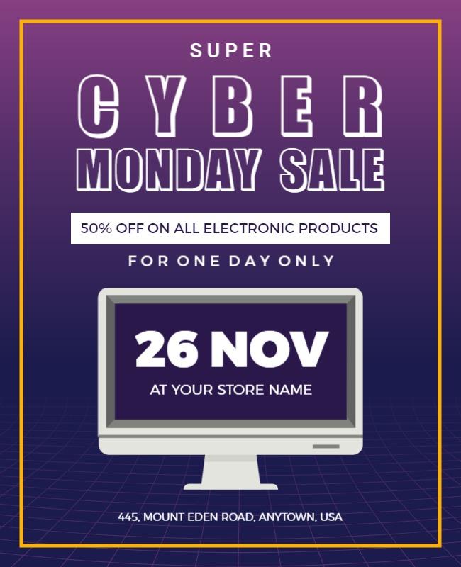 Dark Indigo Cyber Monday Flyer Template