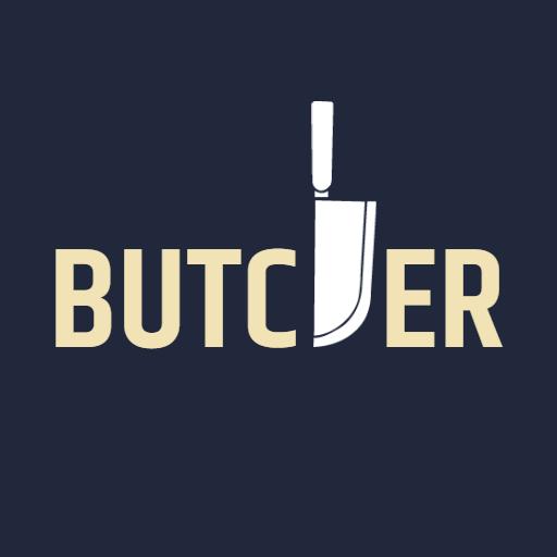 Dark Navy Background Featuring Sleek Knife Butcher Logo Template