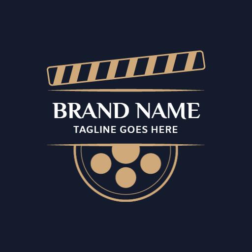 Dark Navy Background with Film Reel Design for Entertainment Logo Template