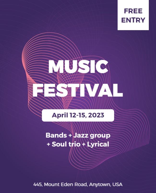 Dark Purple and White Music Festival Poster Template