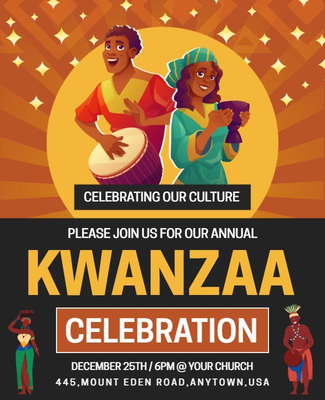 Dark Red Kwanzaa Celebration Poster Template