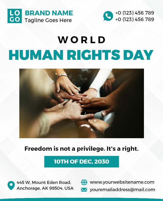 Dark Teal Human Rights Awareness Day Celebration Poster Template