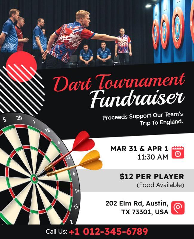 Dart Tournament Fundraiser Event Flyer Template
