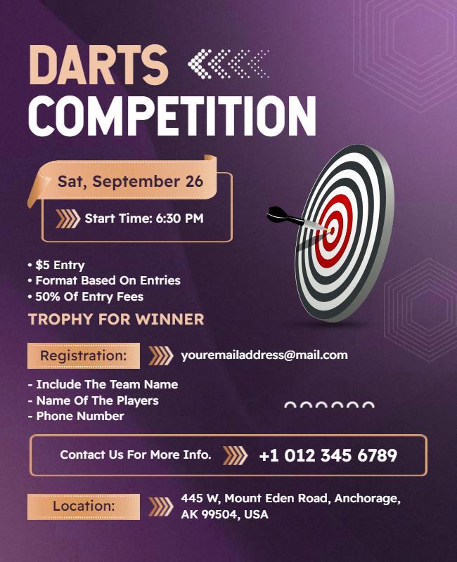 Darts Competition Tournament Flyer Template