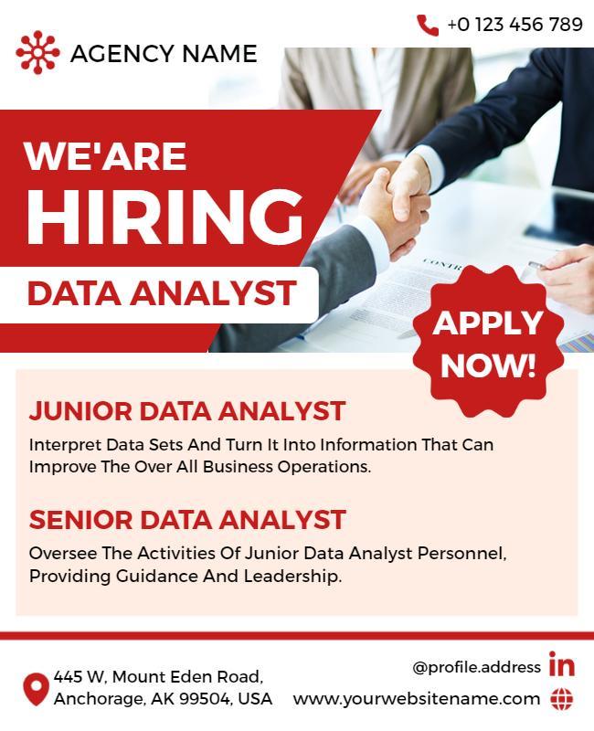 Data Analyst Hiring Announcement Flyer Template