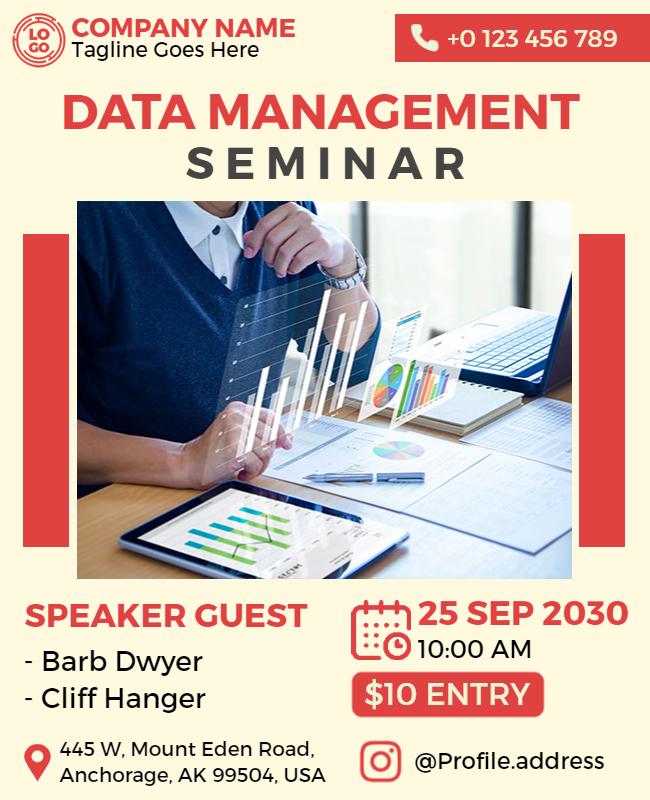 Professional Beige Data Management Seminar Flyer Template