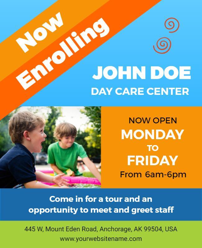 Day Care Center Enrollment Flyer Template