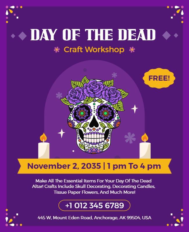 Day Of the Dead Craft Workshop Flyer Template