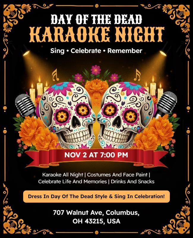 Day of the Dead Karaoke Night Flyer Template