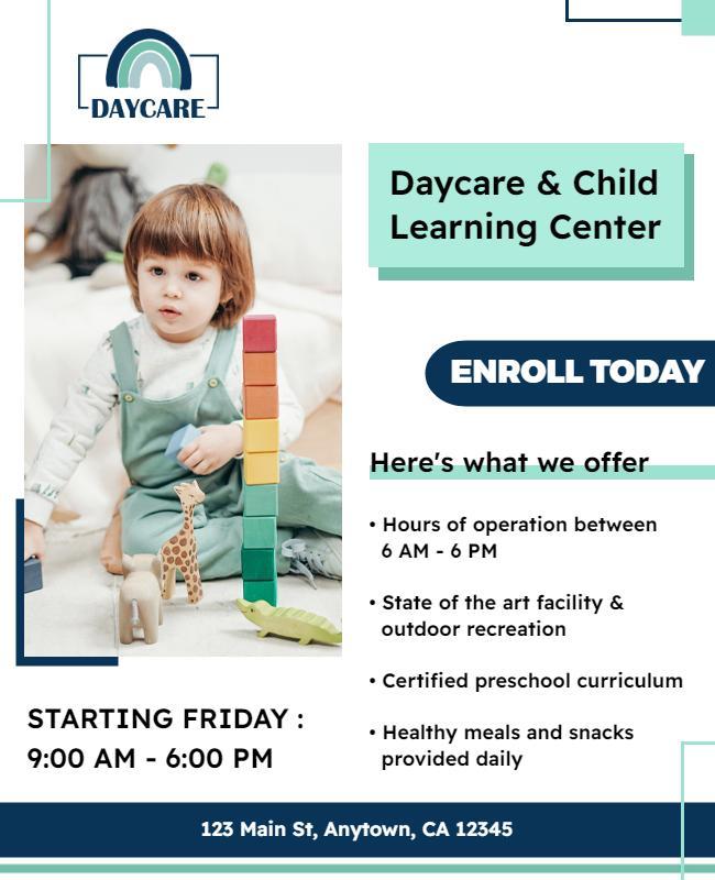 Daycare and Child Learning Center Flyer Template