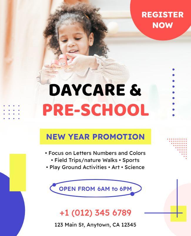 Daycare and Preschool Enrollment Promotion Flyer Template