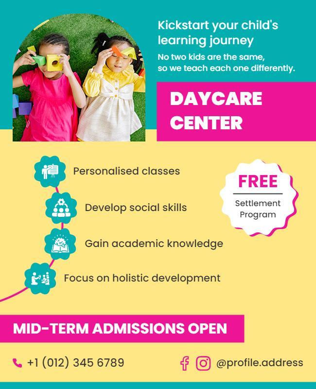 Daycare Center Admission Promotional Flyer Template