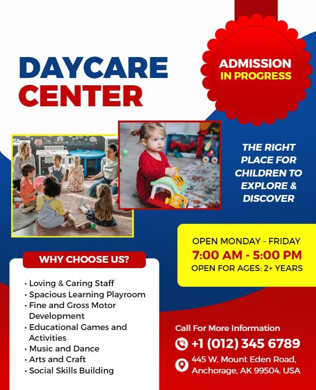 Daycare Center Enrollment Promotion Flyer Template