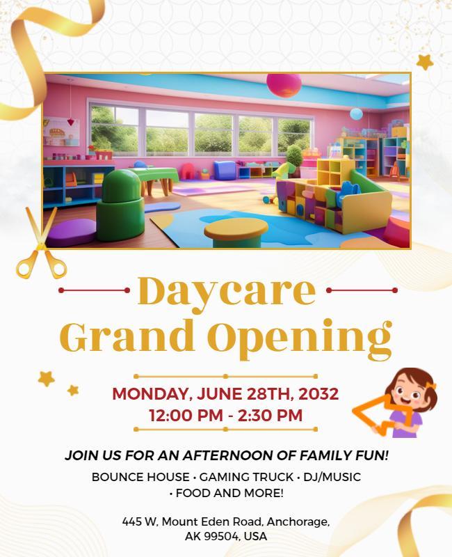 Daycare Center Grand Opening Celebration Flyer Template