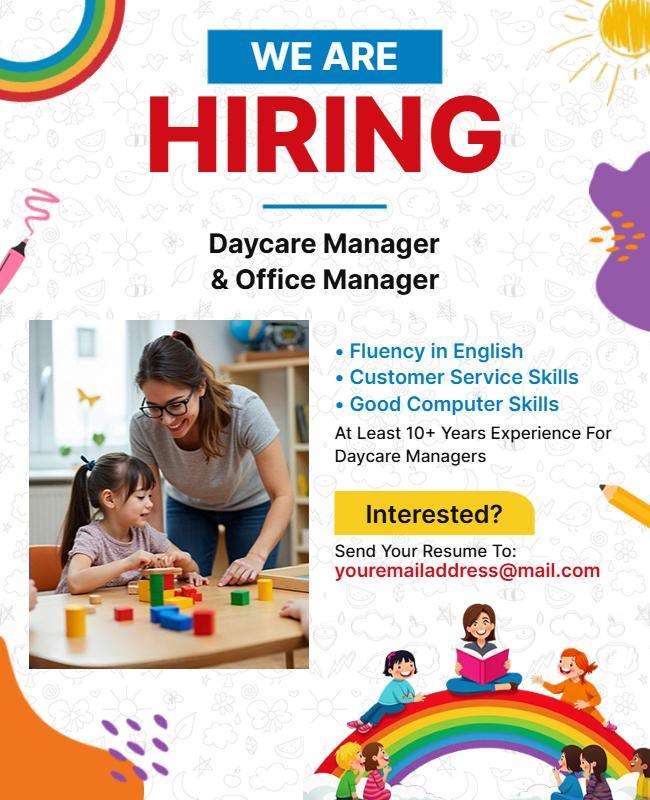 Daycare Center Job Vacancy Announcement Flyer Template