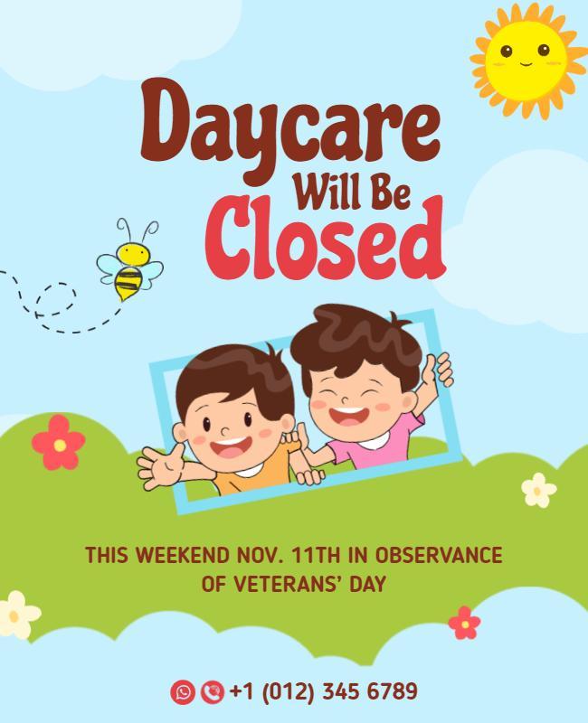 Daycare Closure Announcement Flyer Template