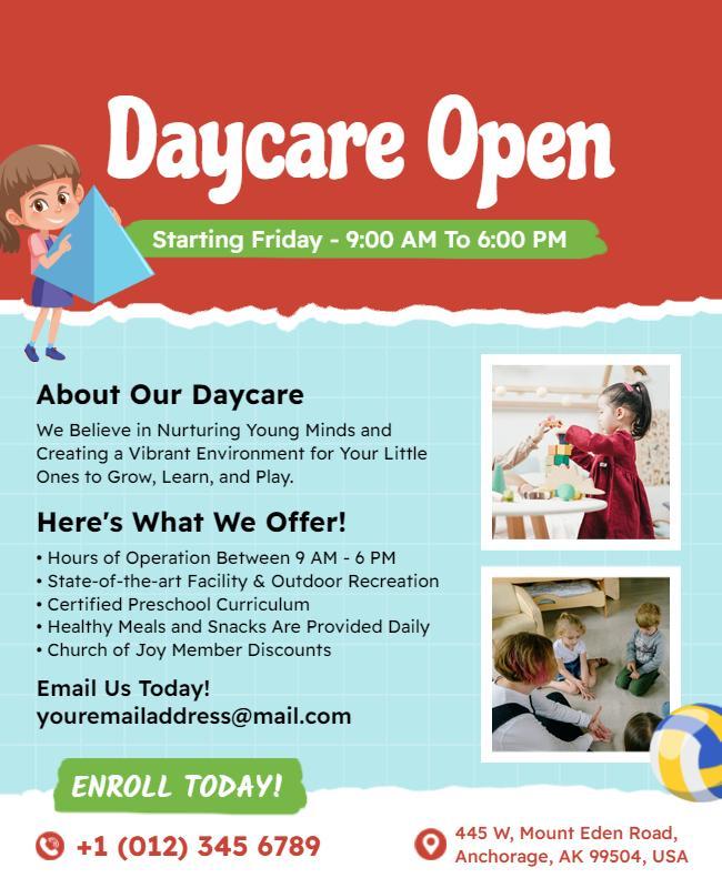 Daycare Enrollment Announcement Flyer Template