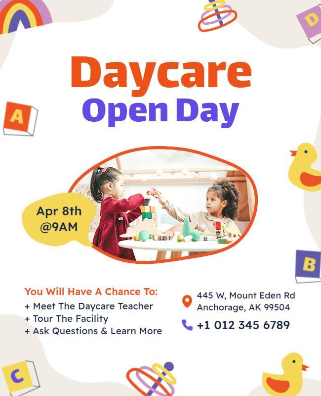 Daycare Open Day Invitation Flyer Template