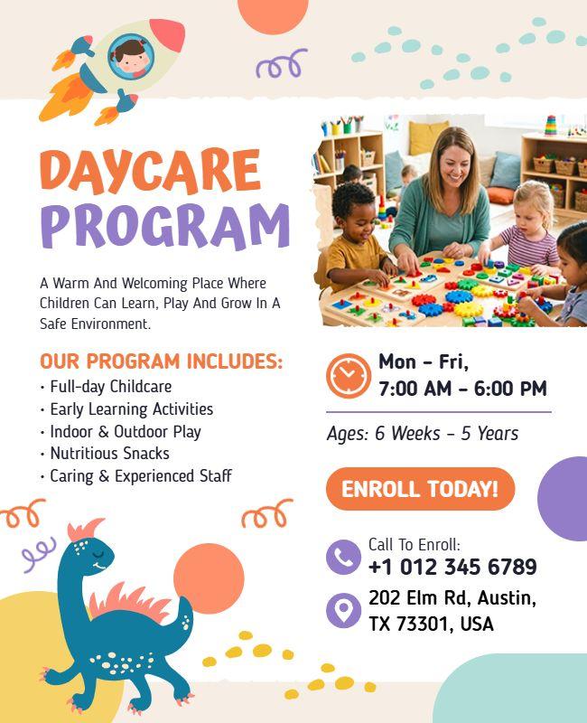 Daycare Program Enrollment Flyer Template