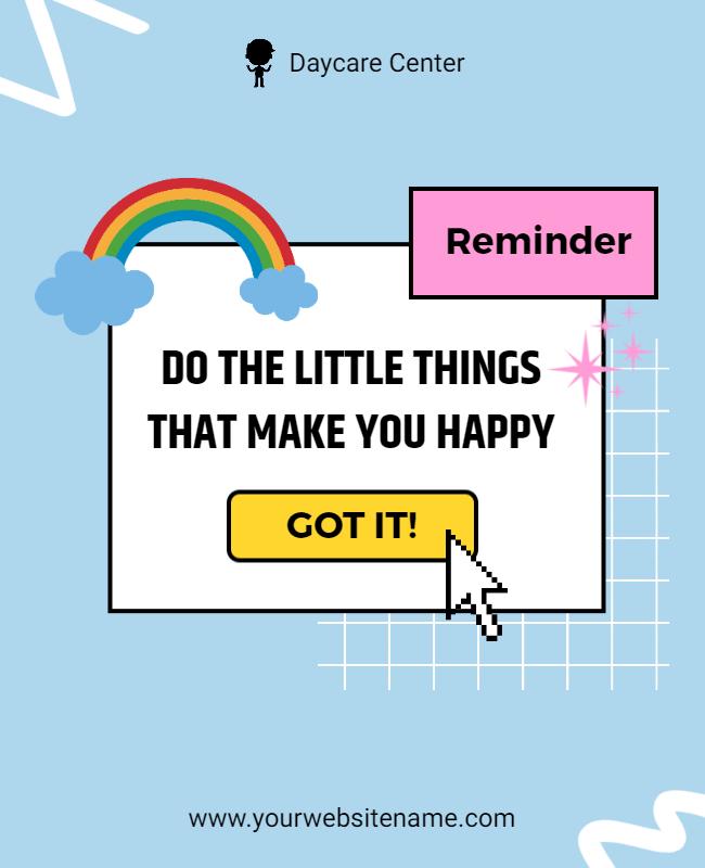 Daycare Reminder Flyer with Motivational Message Template