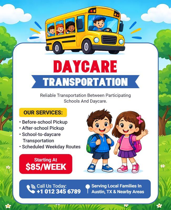 Daycare Transportation Services Flyer Template