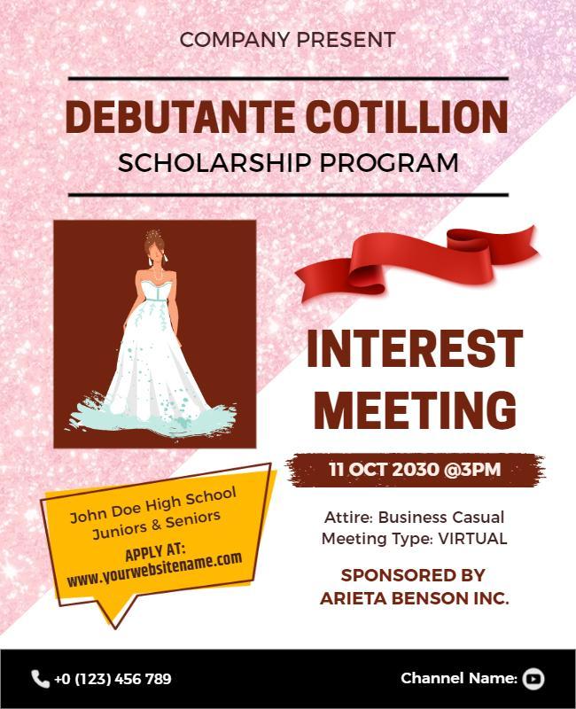 Debutante Cotillion Scholarship Program Interest Meeting Flyer Template