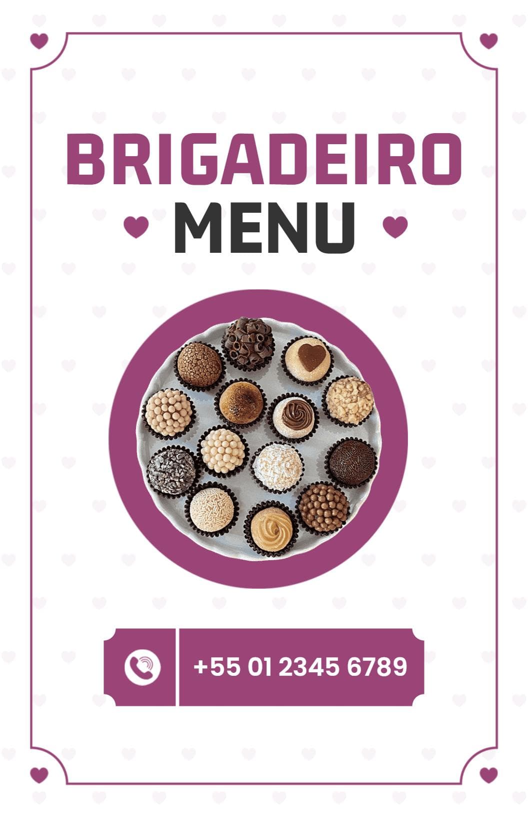 Decadent Brigadeiro Chocolate Treats and Specialties Chocolate Menu Template