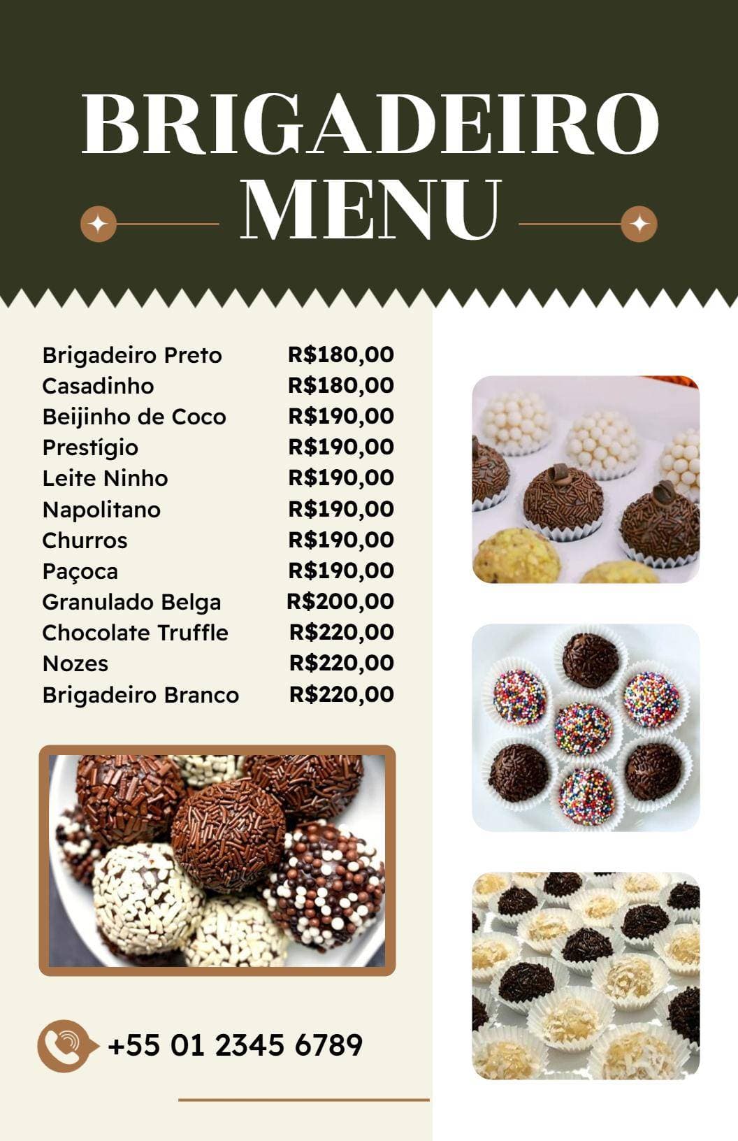 Decadent Brigadeiros and Chocolate Delights Chocolate Menu Template