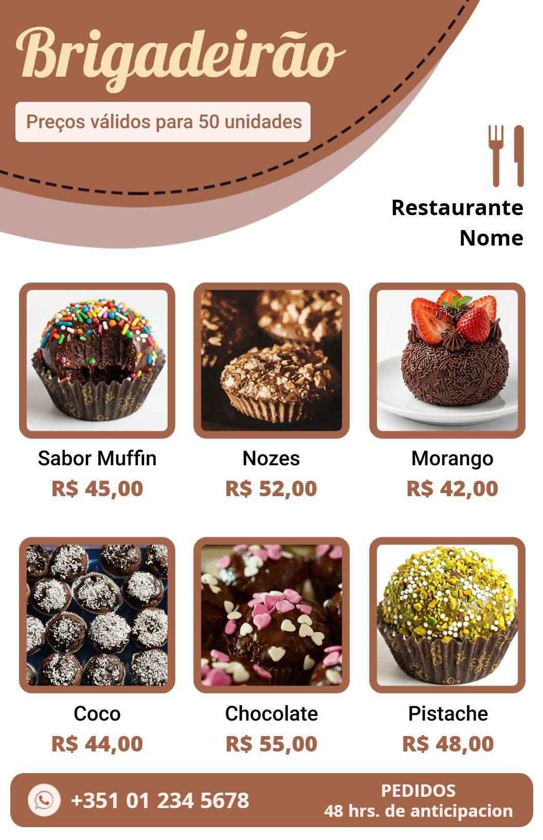 Decadent Chocolate and Nut Treats Including Muffins Dessert Menu Template