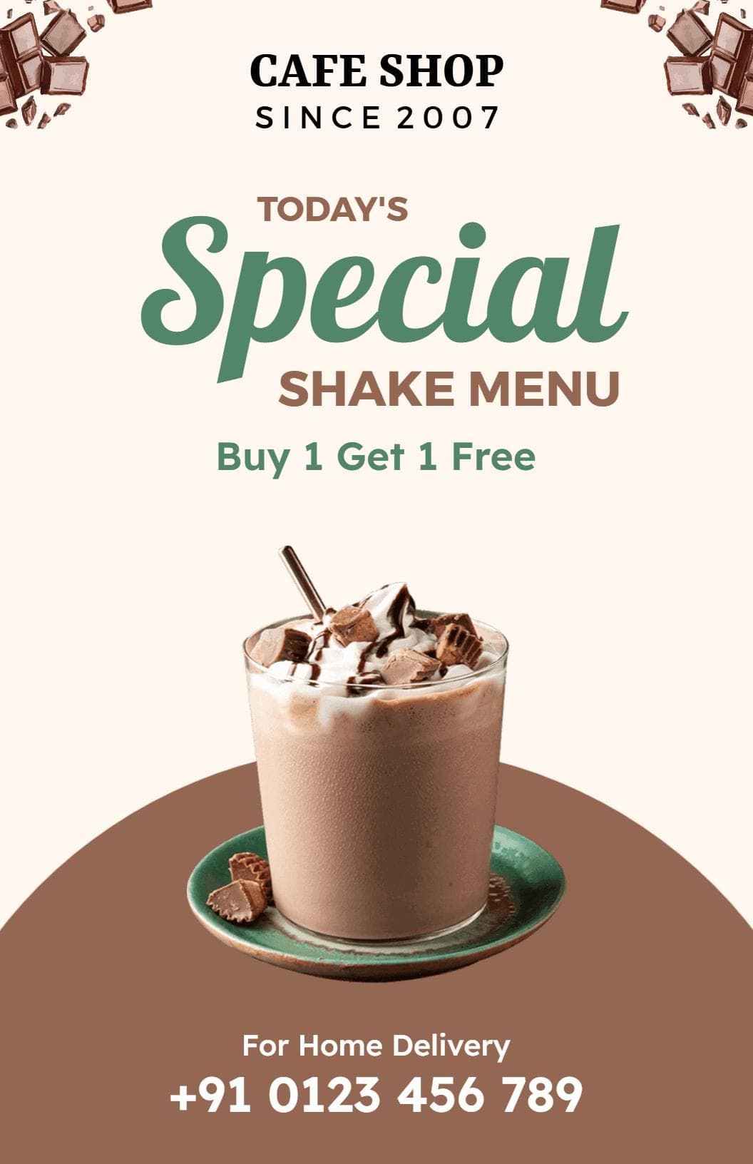 Decadent Chocolate Shake Varieties and Classic Treats Chocolate Menu Template