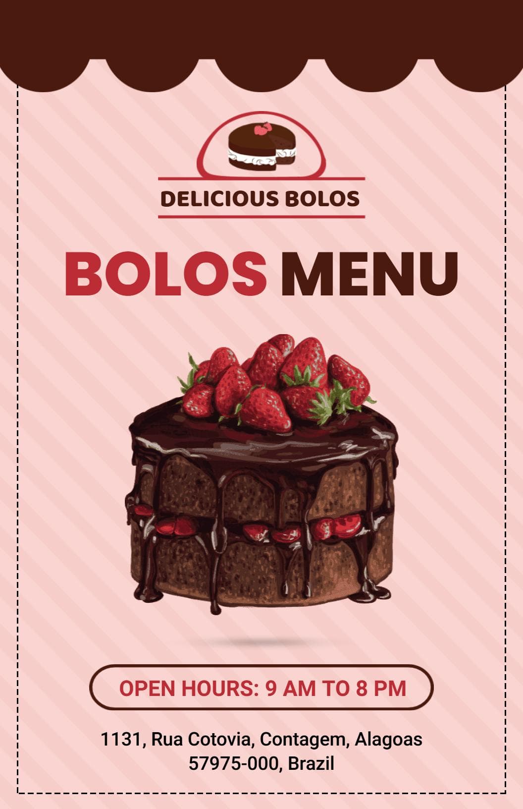 Decadent Layered Cakes with Rich Flavors and Toppings Cake Menu Template
