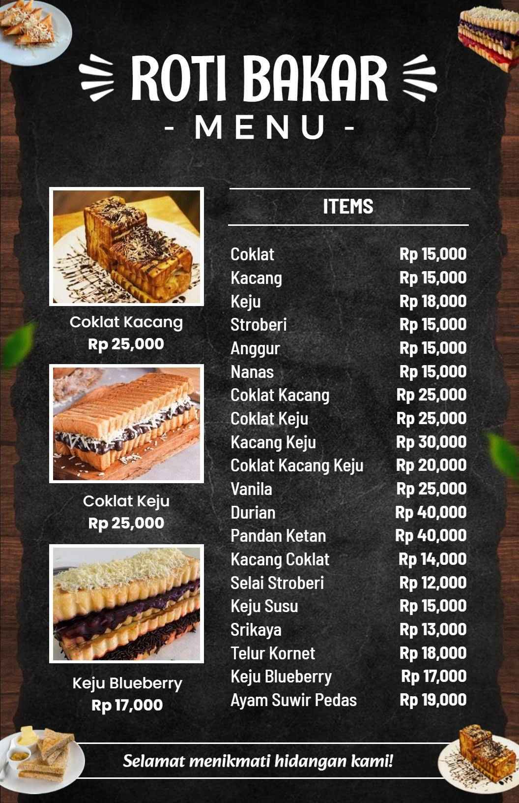 Decadent Sweet Breads and Tasty Toppings Bakery Menu Template